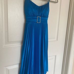 baby blue satin cocktail dress